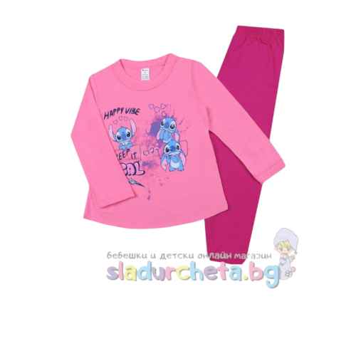 Детска пижама Светли, бонб.розово/т.малина