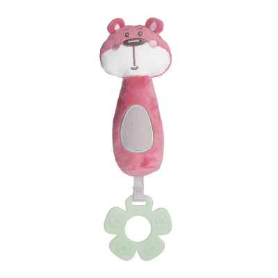 Мека играчка с чесалка и свирка Canpol Pastel Friends, розова