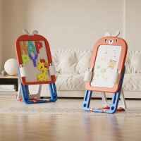 Детска дъска 2 в 1 с конструктор 60 части и стол Feelkids, Червено зайче-cpSq5.jpeg