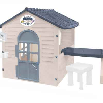 Къща с маса и стол Mochtoys, бежова