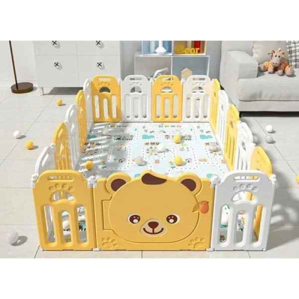 Сгъваема бебешка ограда Feelkids, Мече в жълто-d9WYP.jpeg