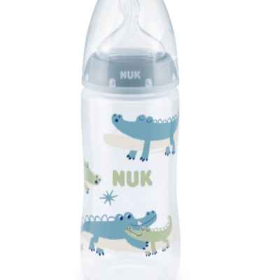 Шише Nuk First Choice 300 мл. силиконов биберон 0-6м, синьо