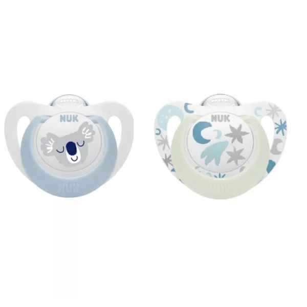 Силиконова залъгалка NUK Star Night, светеща, 0-6м, момче, 2бр-dBfIN.jpeg