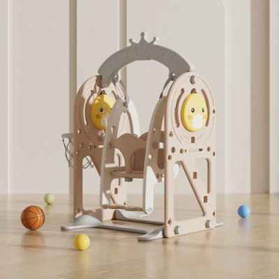 Детска люлка с баскетболен кош и интерактивни елементи Feelkids, кафява