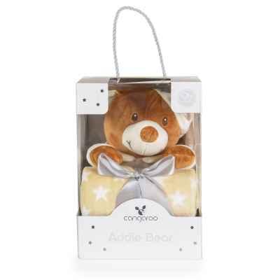 Одеяло Cangaroo 90/75 см с играчка Addie Bear, бежов