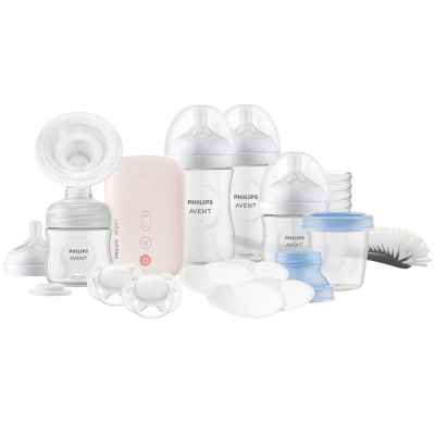 Стартов Комплект Philips Avent, ел. помпа, + 4 бр. шишета, 5 бр. контейнери, залъгалка, подплънки и четка за почистване