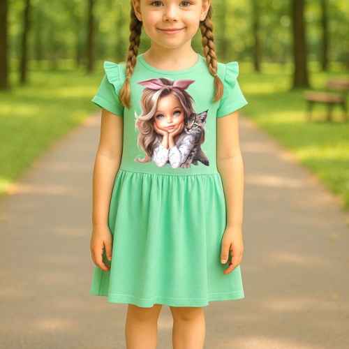 Детска рокля Светли, зелена