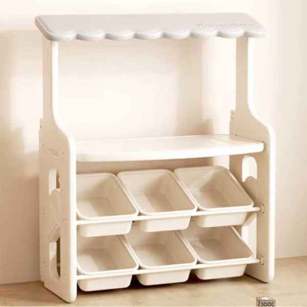 Многофункционален детски щанд Feelkids, с плот и подвижни кутии за съхранение, сив-ekHtO.jpeg