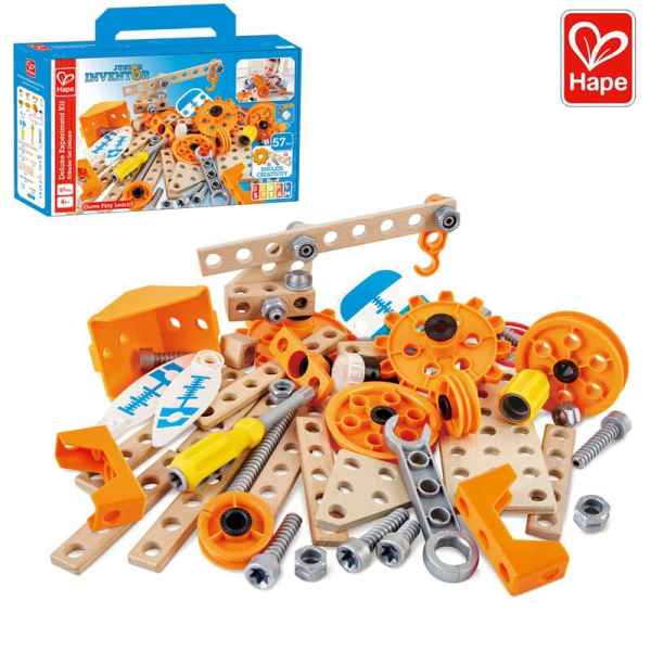 Дървен комплект Hape, Млад изобретател, Комплект за конструиране делукс-flCEm.jpeg
