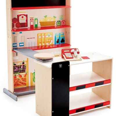 Дървен магазин Hape, с касов апарат и баркод четец