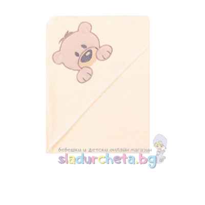 Хавлия с качулка Sunny Kids, Мече в екрю