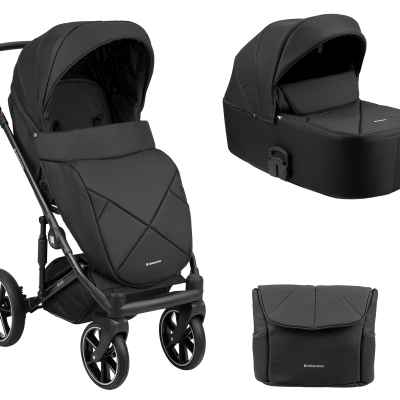 Комбинирана количка Kikka Boo 2в1 с твърд кош Amani, Black РАЗПРОДАЖБА