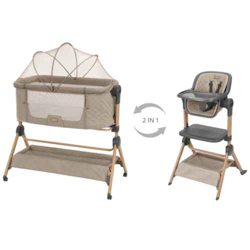 Бебешка мини кошара + Столче за хранене 2в1 Kikka Boo Sleat Me, Beige