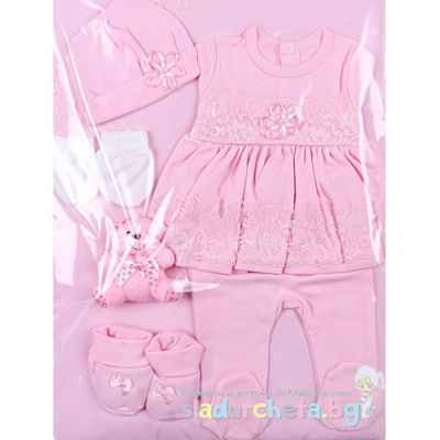 Комплект за изписване Светли, Дантела в розово