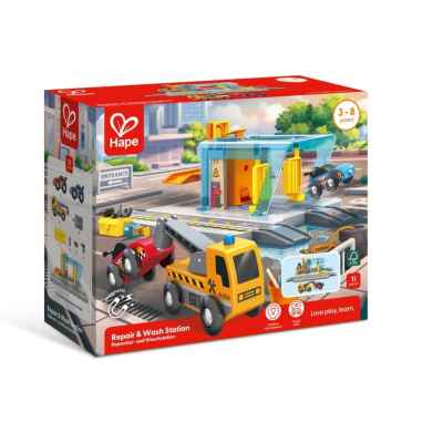 Комплект железопътен сервиз Hape, 11 части
