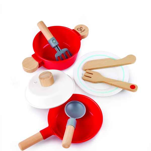 Дървен комплект за готвене и сервиране Hape, Малък готвач, 8 части-i9Mij.jpeg