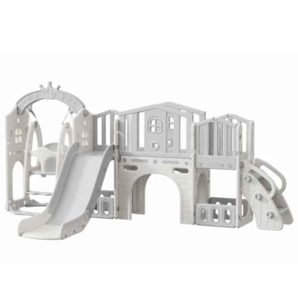 Мини детска крепост за игра с пързалка Feelkids, сива-ilCu5.jpeg