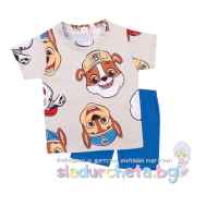 Комплект от 2 части Светли - тениска и къс панталон, Кучета в сиво/синьо-jFXsb.jpeg