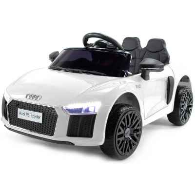 Акумулаторна кола JJ Audi R8 Spyder, бял металик