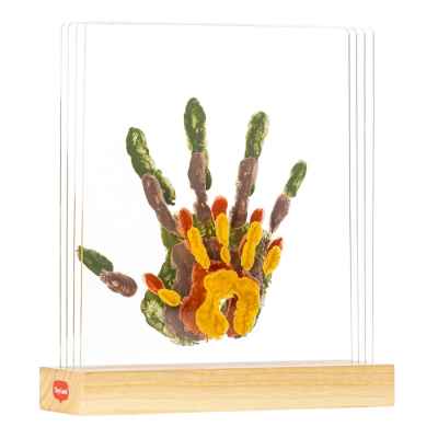 Декоративна рамка Tiny Love за семеен отпечатък с боички, с 4 пласта и елегантна дървена основа със заоблени ъгли