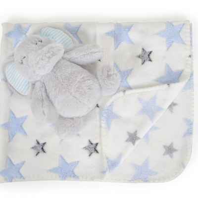 Бебешко одеяло Cangaroo с играчка Elephant blue 90/75 cm