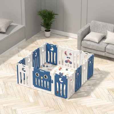 Бебешка ограда за безопасна игра Feelkids, Синьо бухалче