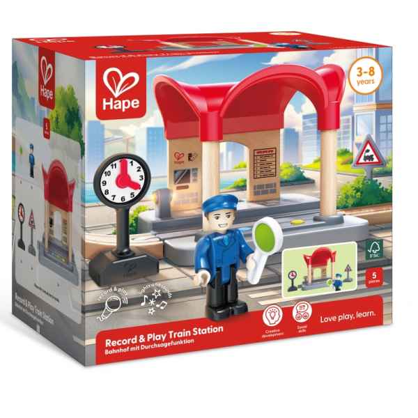 Комплект за игра Hape, Интерактивна ЖП гара, 5 части-k71Iy.jpeg