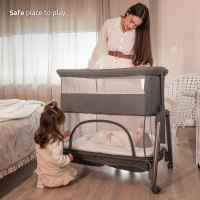 Бебешка мини кошара с падаща преграда 2в1 Lorelli Layla, Beige-kL1op.jpeg