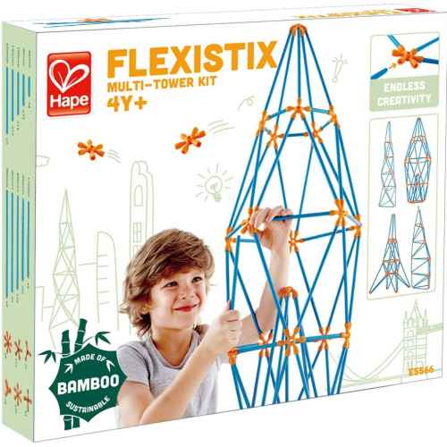 Бамбуков конструктор Hape Flexistix, Комплект кули, 132 части