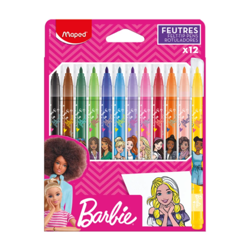 Флумастери Maped Barbie, 12 цвята
