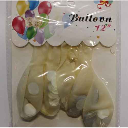 Балони с конфети сребро, 30см, 5бр