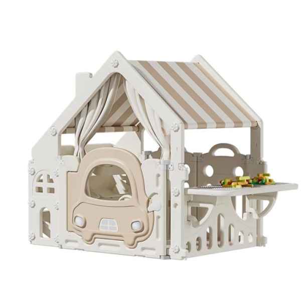 Пластмасова детска къщичка за игра с маса за конструктори Feelkids, кафява-l8RYS.jpeg