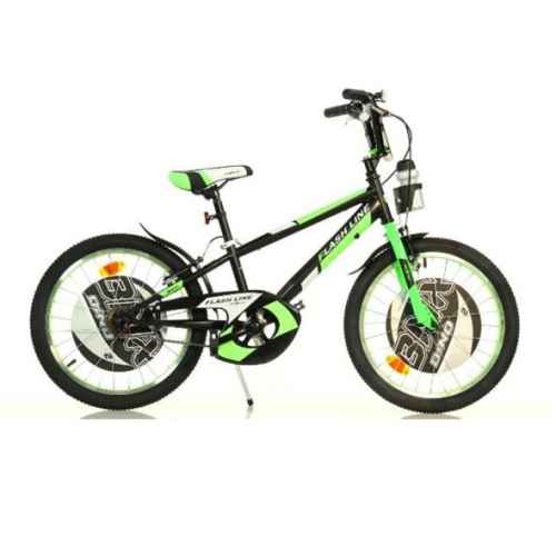 Детски велосипед Dino Bikes BMX Flash Line 20“ с бутилка, Black/Green