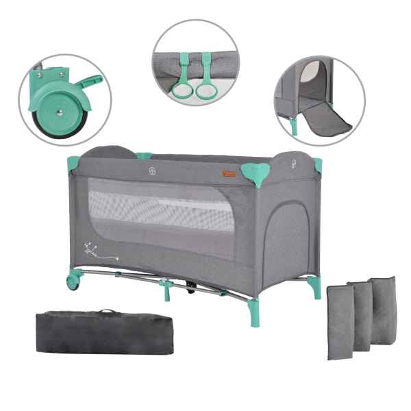 Бебешка кошара Cangaroo Skyglow 2, мента-llQw4.jpg