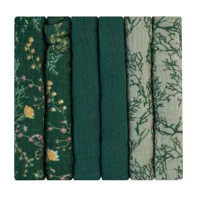 Комплект муселинови кърпички Kikka Boo Secret Garden Green, 6 бр