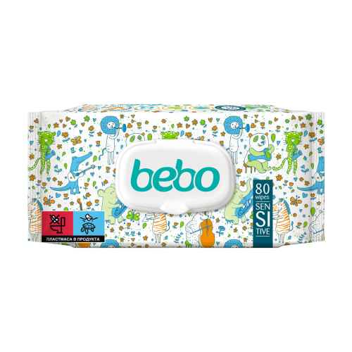 Влажни кърпички Бебо Sensitive, с капак 80 бр.