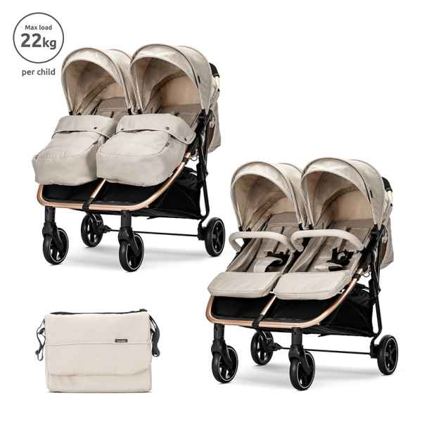 Количка за близнаци Lorelli DUO + чанта, Beige-nar4R.jpeg