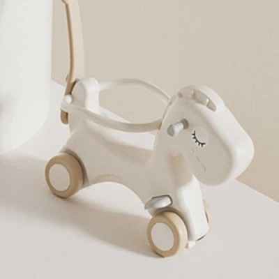 Детска люлка-конче за яздене с дръжка за бутане Feelkids, кафява