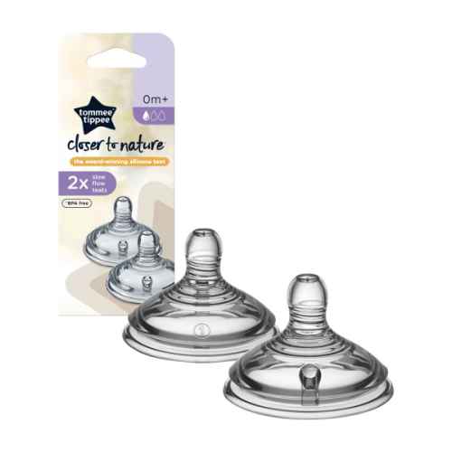 Биберони Tommee Tippee Closer to Nature Slow 1 капка, 0+м, 2бр.