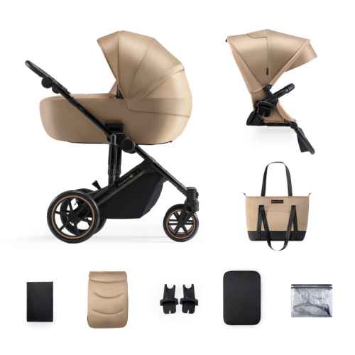 Бебешка комбинирана количка 2в1 Kinderkraft Prime 2, Sandrose beige