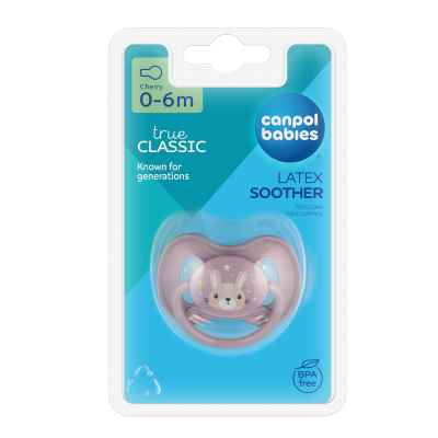 Каучукова залъгалка с форма на черешка Canpol Animals 6-18м, зайче