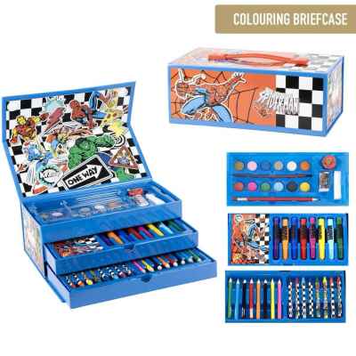 Триетажен куфар с моливи, флумастрери и боички Cerda, Spidermen