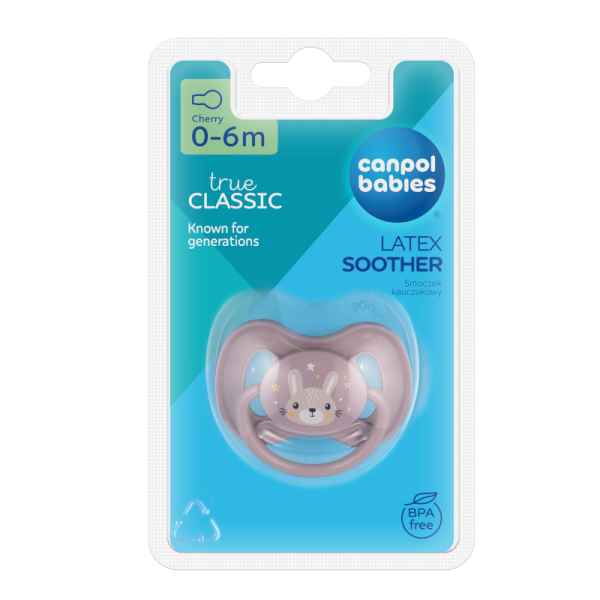 Каучукова залъгалка с форма на черешка Canpol Animals 0-6м, лилава зайче-pgHpl.jpeg