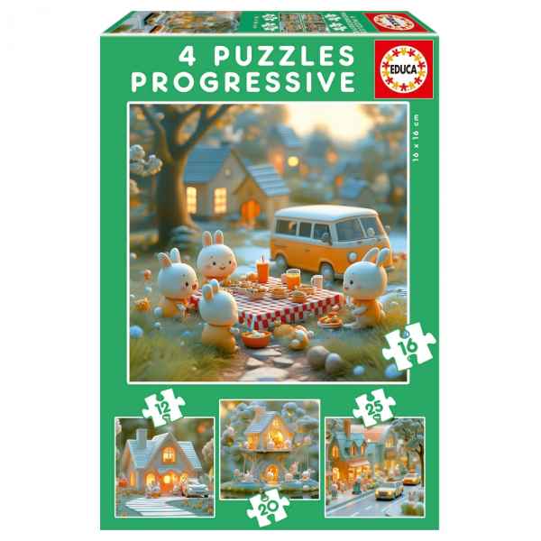 Прогресивен пъзел Educa, Градът на зайчетата 12-16-20-25-pz9Ev.jpeg