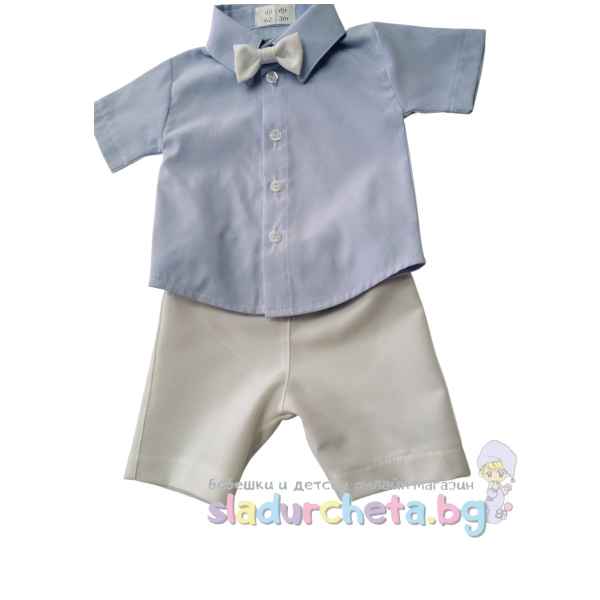 Комплект от 3 части Baby Dji - риза, къс панталон и папионка-q4CUK.jpeg