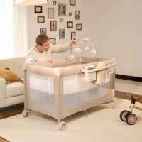 Бебешка сгъваема кошара KinderKraft LEODY UP, с аксесоари, Beige-qYyuM.jpeg