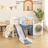 Мултифункционален детски център Кораб с пързалка, тунел и баскетболен кош Feelkids, син-rW5U4.jpeg