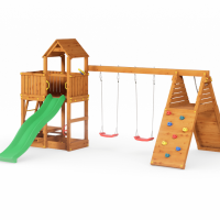 Детска площадка с пързалка и 2 люлки Fungoo Fluppi Double-rePgY.png