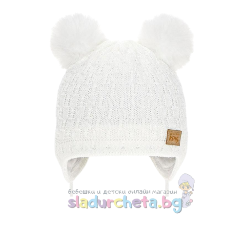 Бебешка шапка Criss, бяла