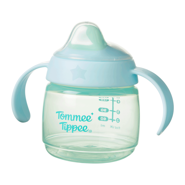 Неразливаща се чаша с мек накрайник и дръжки Tommee Tippee, Starter Spout 150 мл 4м+, синя-sbklW.png